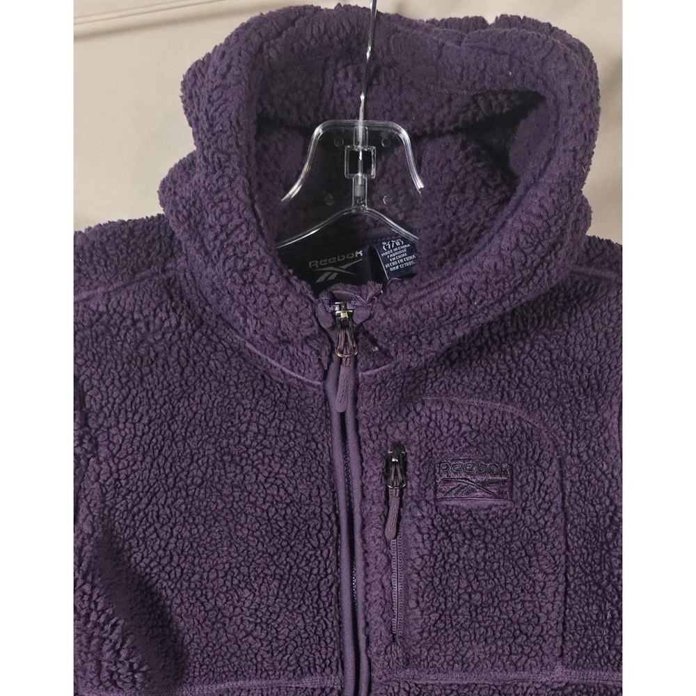 Reebok Kids Purple Faux Fur Hooded Jacket Fleece Cozy Zip Up Size S(7/8)